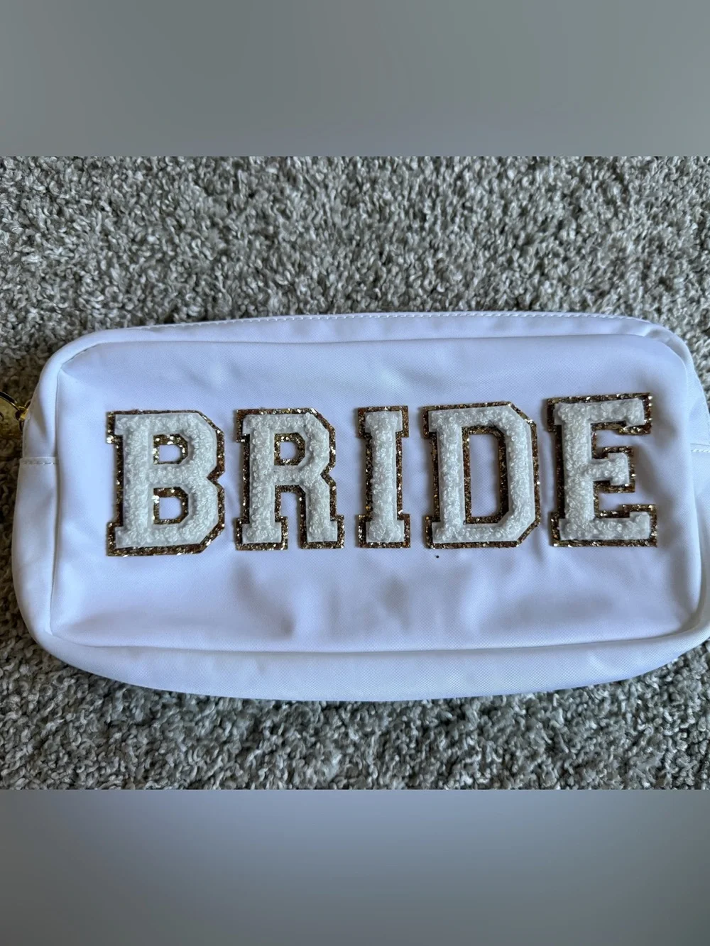 Stoney Clover Lane BRIDE Makeup Bag/Pouch with White and Gold Glitter Lettering